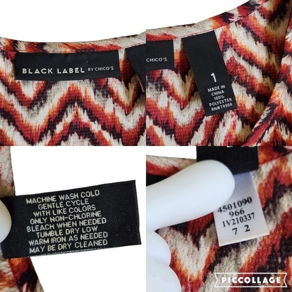 Chico's Black Label burnt orange rust southwestern top sz 1 - Picture 10 of 11